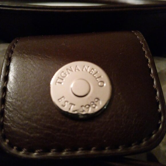 Tignanello Dark Brown/Rust Framed Leather Satchel with Matching Key Chain - Picture 11 of 14